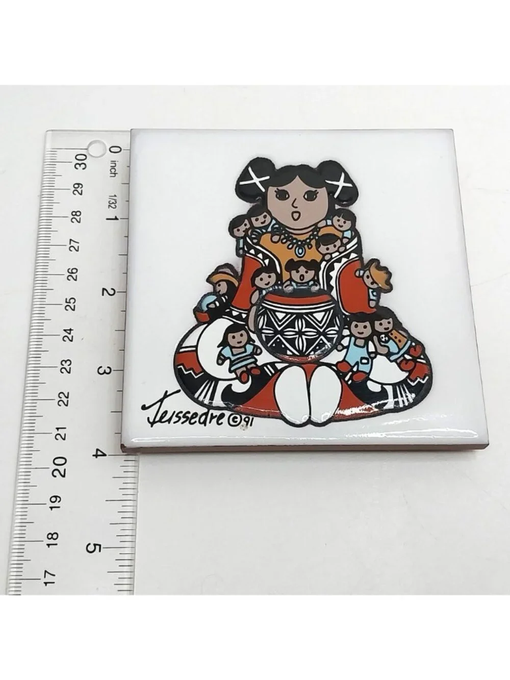 Teissedre Designs Southwestern Native American Ceramic Tile Storyteller Trivet